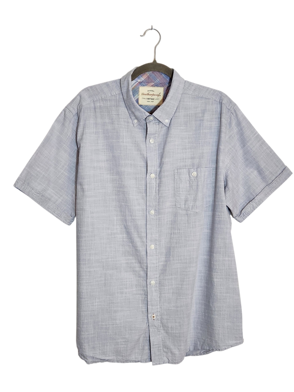 Weatherproof Vintage Light Blue Short Sleeve Button-Down Shirt Size XL